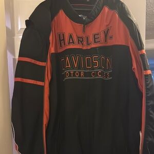 Harley-Davidson Black and Orange Bomber Jacket